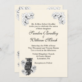 Whoo's Getting Married Cream Wedding Invitation Kaart