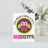 Whoos wordt een grote zuster Owl Briefkaart (Staand voorkant)