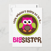 Whoos wordt een grote zuster Owl Briefkaart (Voorkant / Achterkant)
