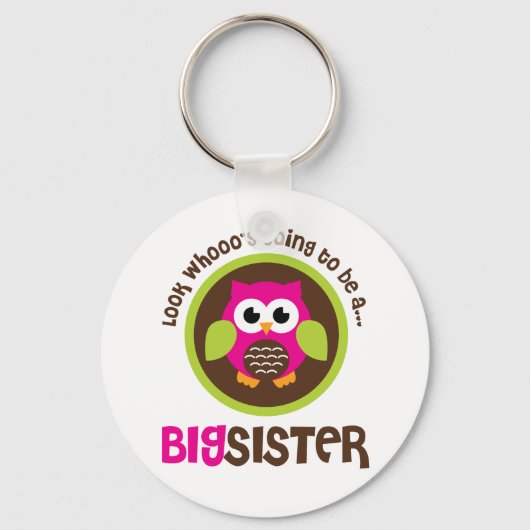 Whoos wordt een grote zuster Owl Sleutelhanger (Voorkant)