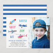 Whoosh Vroom woo Space Air verjaardagsfeestfoto Kaart (Voorkant / Achterkant)