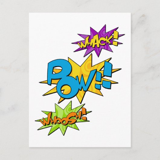 Whoosh Whack Pow Comic Briefkaart (Voorkant)