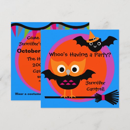 Whooty Halloween Party Invitation Kaart (Voorkant / Achterkant)