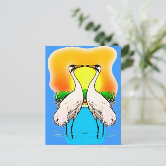 Whopping Cranes in Love Briefkaart (Staand voorkant)