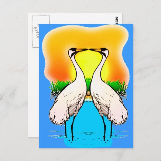 Whopping Cranes in Love Briefkaart (Voorkant / Achterkant)