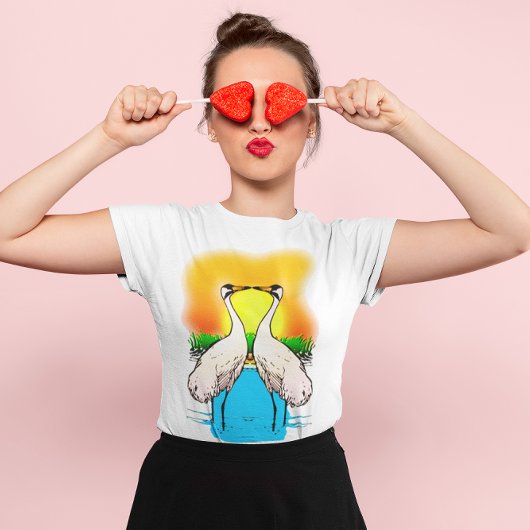 Whopping Cranes In Love Lichtgekleurde Vrouwen T-shirt