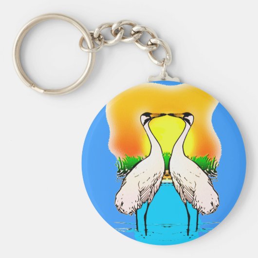 Whopping Cranes in Love Sleutelhanger (Voorkant)