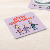 Whos Holding Hands Merry Grinchmas Kartonnen Onderzetters (Schuin)