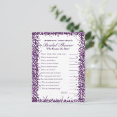 Who's Know's Me-spel | Paarse Confetti Briefkaart (Staand voorkant)