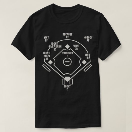 Whos op eerste klassieke honkbal Abbott en Costell T-shirt (Design voorkant)