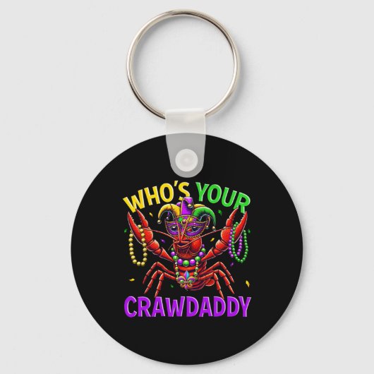 Whos Your Crawdaddy Crawfish Jester Bead Pet Mardi Sleutelhanger (Voorkant)