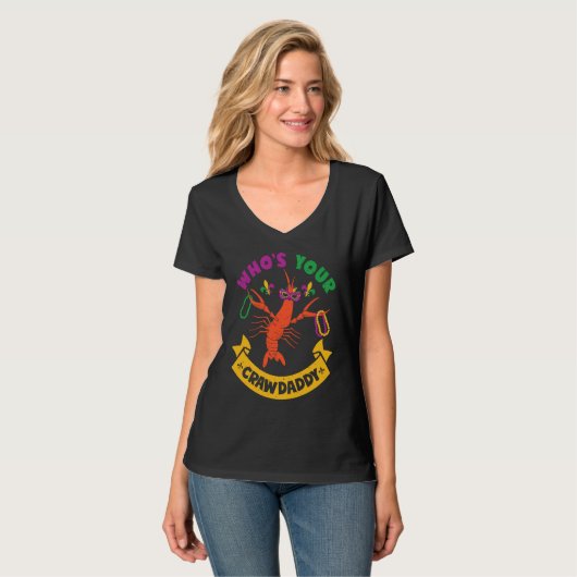 Who's Your Crawdaddy Crawfish Jester Beads  Mardi  T-shirt (Voorkant volledig)