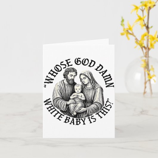 Whose God White Baby Is This Christian Christmas  Kaart (Gele Bloem)