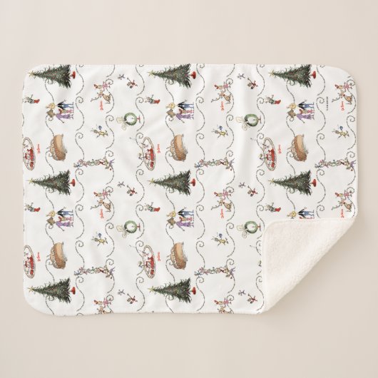 Whoville Christmas Garland Celebration Sherpa Deken (Voorkant (horizontaal))