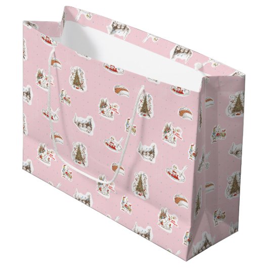Whoville Kerst Vignet Patroon Groot Cadeauzakje (Voorkant Gekanteld)