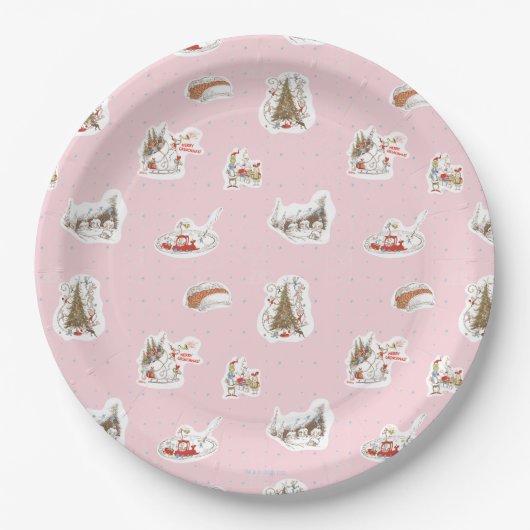 Whoville Kerst Vignet Patroon Papieren Bordje (Voorkant)