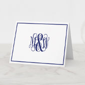 Wht Navy 3 Initiaal Vine Script Monogram B&G DIY B Notitiekaartje