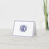 Wht Navy 3 Initial Vine Script Monogram B&G doe-he Notitiekaartje (Voorkant)