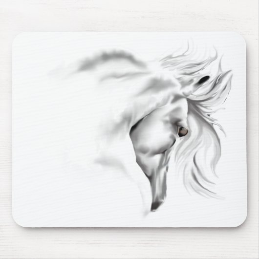 Whte Horse Head Mousepad Muismat (Voorkant)