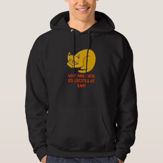 Why are Cats Excited at 2am Cat     Kitten Humor Hoodie (Voorkant)