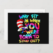Why Fit In When You Were Born To Stand Out Autism  Briefkaart (Voorkant / Achterkant)