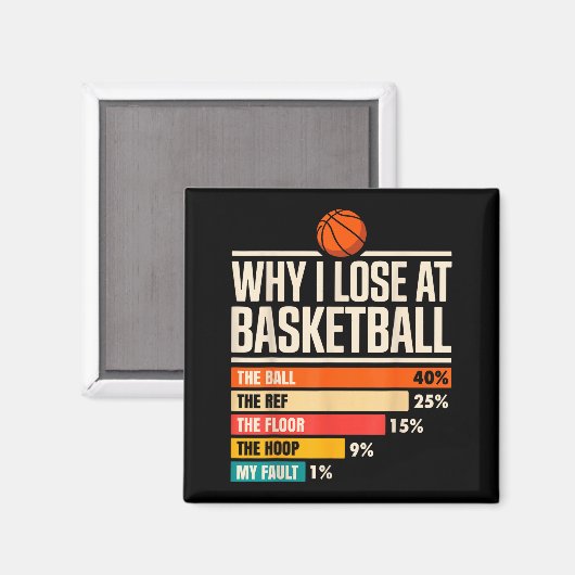 Why I Always Miss Funny Chart Basketball Hoop  Magneet (Voorkant / Achterkant)