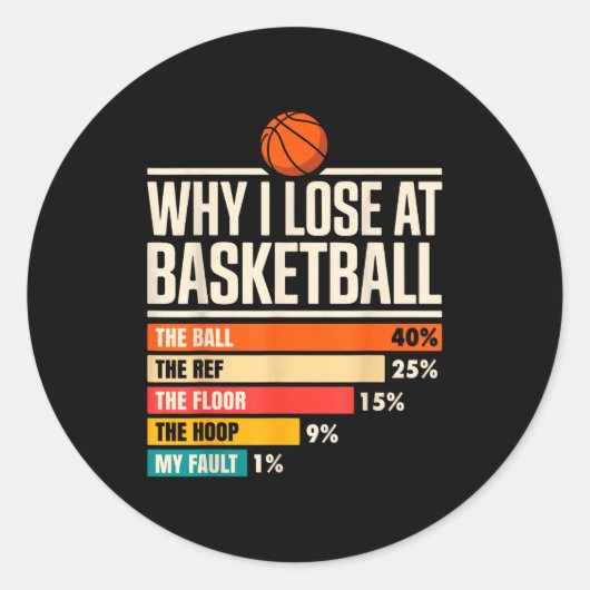 Why I Always Miss Funny Chart Basketball Hoop Ronde Sticker (Voorkant)