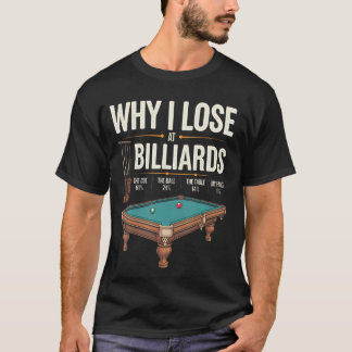 Why I Lose At Billiards Funny Pool Player Billiard T-shirt