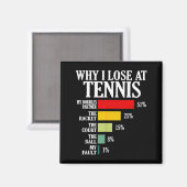 Why I Lose At Tennis Funny Tennis Player Quote  Magneet (Voorkant / Achterkant)