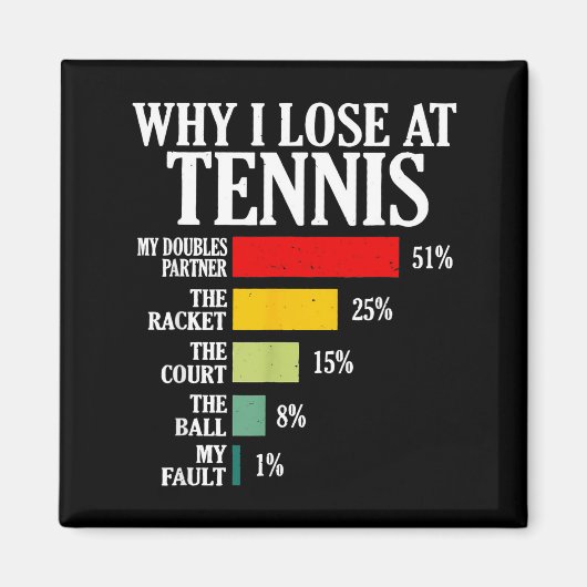 Why I Lose At Tennis Funny Tennis Player Quote  Magneet (Voorkant)