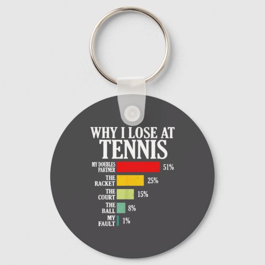 Why I Lose At Tennis Funny Tennis Player Quote  Sleutelhanger (Voorkant)