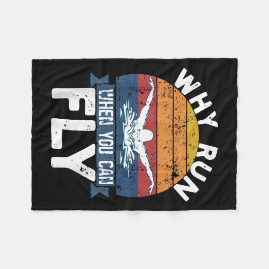 Why Run When You Can Fly Butterfly Stroke Swim Tea Fleece Deken (Voorkant (Horizontaal))