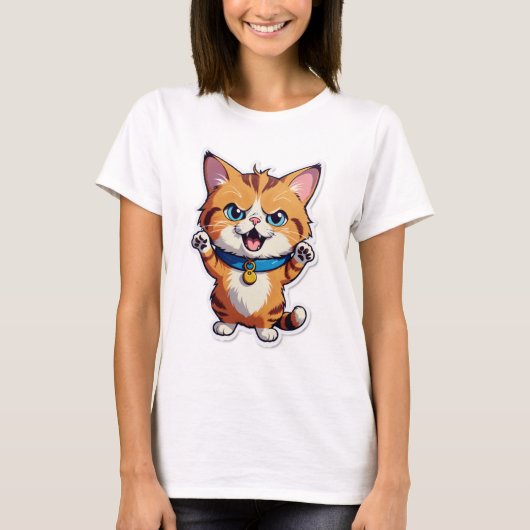 Why So Silent? – Confused Cat Sticker T-shirt (Voorkant)