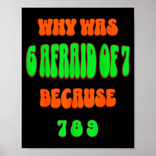 Why Was 6 Afraid Of 7, Because 789. Funny 67 Meme  Poster (Voorkant)