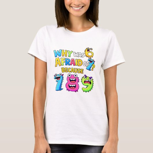 Why Was 6 Afraid of 7 Funny Math T Shirt (Voorkant)