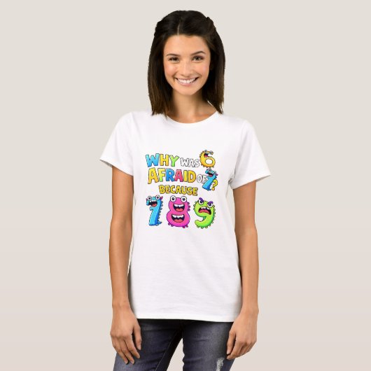 Why Was 6 Afraid of 7 Funny Math T Shirt (Voorkant volledig)