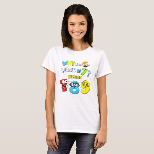 Why Was 6 Afraid of 7 Funny Maths T Shirt (Voorkant volledig)