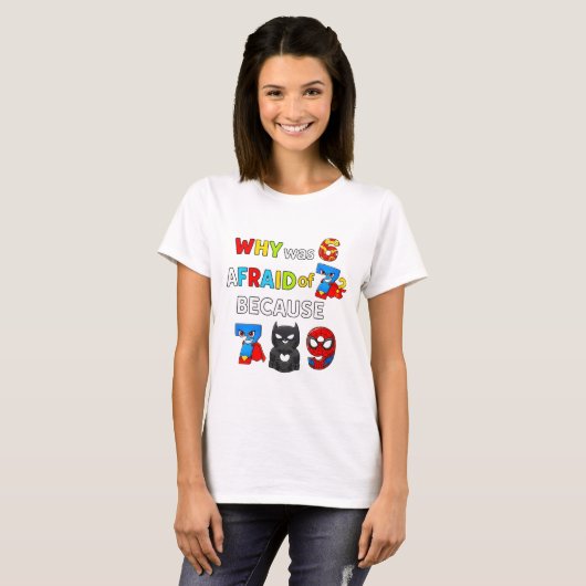 Why Was 6 Afraid of 7 Funny Maths T Shirt (Voorkant volledig)