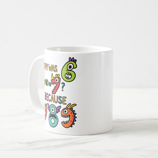 Why Was Six Afraid Funny Maths Joke Mug Koffiemok (Voorkant links)
