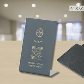 Wi-Fi Access QR Code Logo Grijs Reclamebord Met Voetstuk