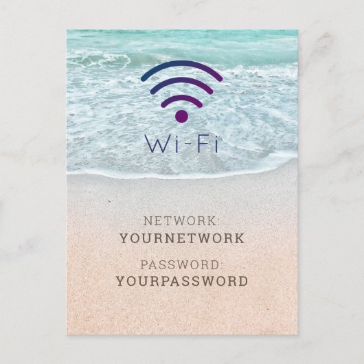 Wi-Fi-teken met turquoise Blue Ocean Beach Briefkaart (Voorkant)