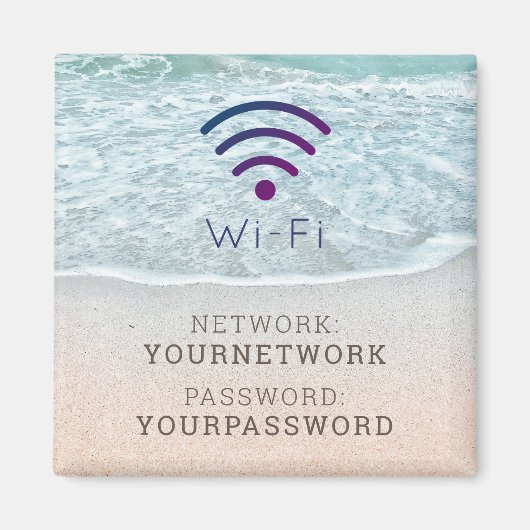 Wi-Fi-teken met turquoise Blue Ocean Beach Magneet (Voorkant)