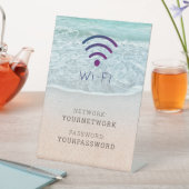 Wi-Fi-teken met turquoise Blue Ocean Beach Reclamebord Met Voetstuk (Insitu)