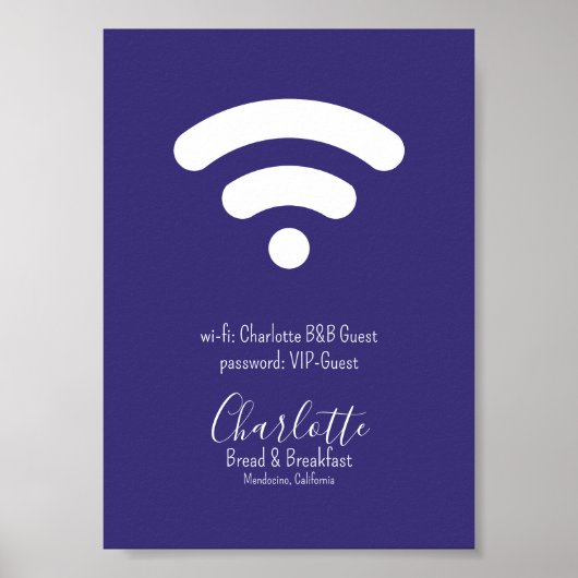 Wi-Fi Toegang Modern Eenvoudig Paarse Wit Poster (Voorkant)