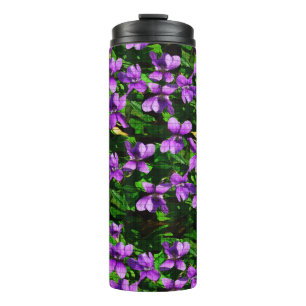 WI Staatsbloem Houten Violet Mozaïek Patroon Thermosbeker