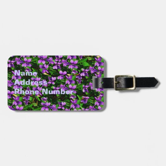 WI State Flower Wood Violet Mosaic Bagagelabel (Voorkant horizontaal)