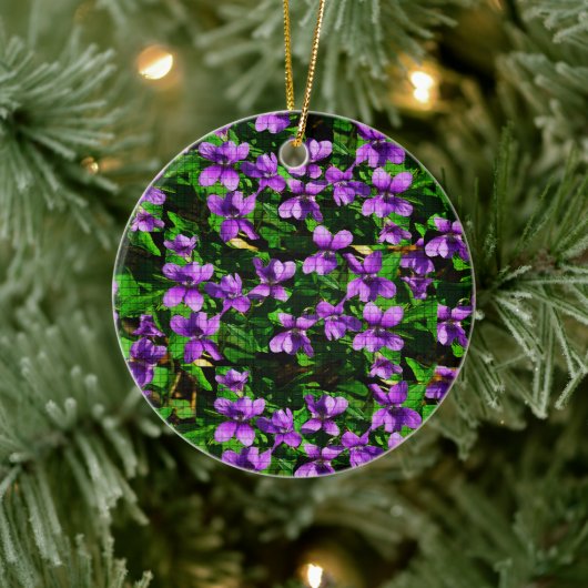 WI State Flower Wood Violet Mosaic Keramisch Ornament (Boom)