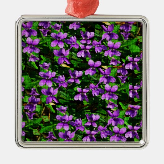 WI State Flower Wood Violet Mosaic Metalen Ornament (Voorkant)