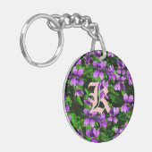 WI State Flower Wood Violet Mosaic Monogram Sleutelhanger (Voorkant Links)