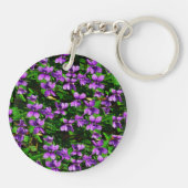 WI State Flower Wood Violet Mosaic Monogram Sleutelhanger (Achterkant)